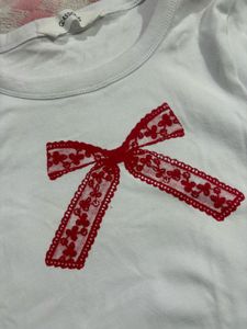 Cute White Tee with Bow