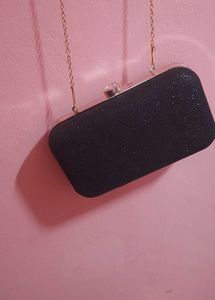 Elegant Black Glitter Clutch