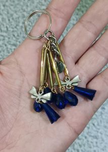 Blue Beaded Keychain