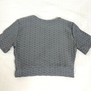 Textured Crop Top - Gray