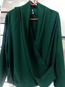 STYLI Women Wrap Front Blouse With Button Cuff