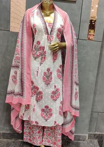 Heavy Cotton Embellished kurta Set With Dupatta