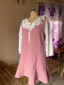 Pink Ruffle Trim Dress