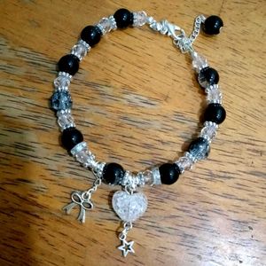 Beaded Silver Eclipse Charm Bracelet
