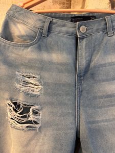 Ripped Denim Jeans- Waist- 34 High Waist