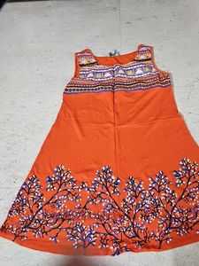 Orange Print Dress