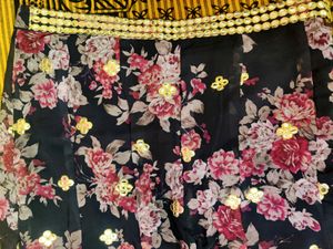 Designer BRAND NEW Crop Top With Sharara , Convertible To Cold Shoulder Or Regular Ruffle Sleeves , Georget, Mirror Work Size- XL,With Expandable Zip
