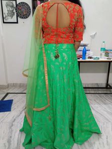 Orange &amp; Green Lehenga Choli. Size S to M.