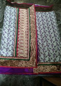 Elegant Purple and creamSaree.