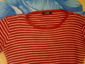 Red &amp; White Striped Long Sleeve Top