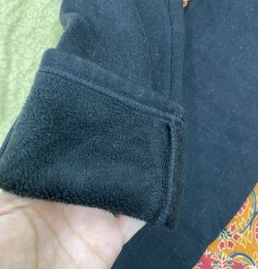 Black Warm Fleece Casual Pants