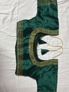 DARK GREEN EMBROIDERED BLOUSE