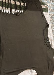 Olive Green Fringe Top