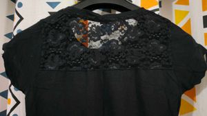 Womens Graphic Print T-Shirt with Lace Back