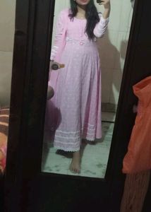 Pink Polka Dot Anarkali Suit