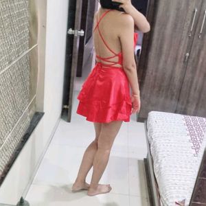 Red Satin Mini Dress