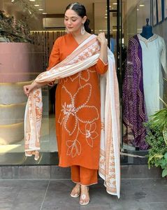 Orange Women Kurta Set