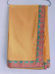 Elegant Yellow Saree with Floral Border(New)