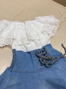 Cute Denim &amp; White Dress