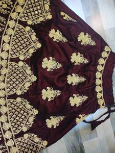 Brand New Maroon Velvet Lehenga Skirt Upto 8-⁹ Yrs