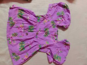 Purple Floral Puff Sleeve Top