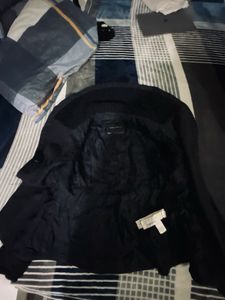 Girl black double-breasted winter coat