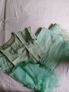 Crop Top Lehenga With Frill Dupatta
