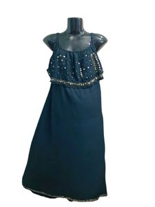 Elegant Beaded Overlay Maxi Dress Size Fit To L XL