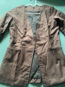 Brown Open Front Blazer