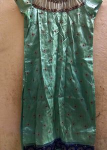 Elegant Mint Green Embroidered Kurti Set