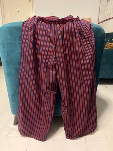 Navy Blue And Red Striped Loose Fit Pant