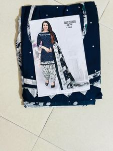 Women Navy Blue Cotton Stitched Suit
