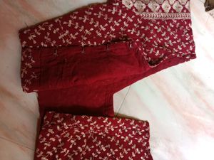Embroidered Maroon Blouse