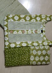 Green Printed Cotton Suit Set