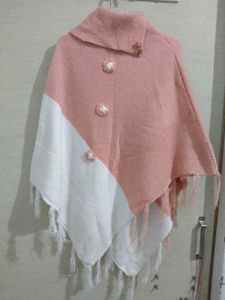 Peach & White Poncho