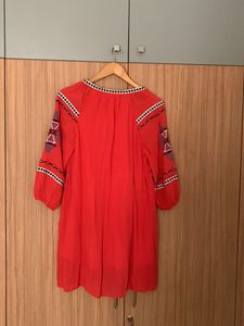 Coral Tiered Shift Dress