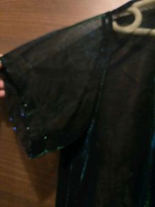 H&amp;M Sheer Metallic Green Top