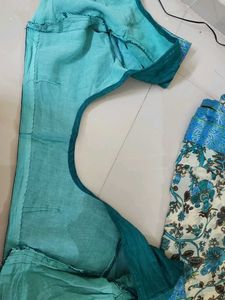 Floral Pattern seagreen georgette saree