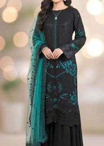 Black Suit With Net Dupatta And Plazzo