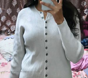 Ribbed Button-Down Cardigan
