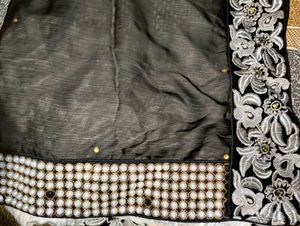 Elegant Black Embroidered Saree