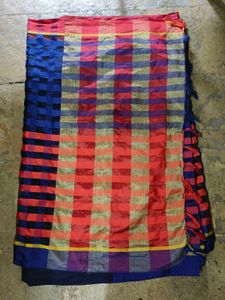 Blue Checked Saree