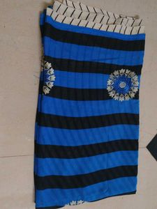 Blue &amp; Black Striped Saree