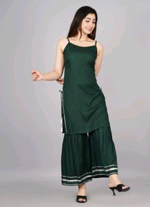 Dark Green Kurti with Palazzo Pants