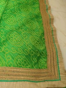 Green Bandhani Saree pure from Rajasthan