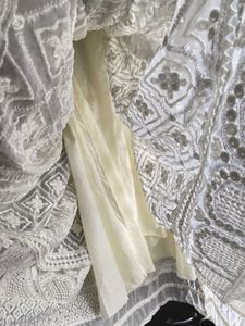 🦢 ✨Mirror Work White Anarkali Kurta With Dupatta