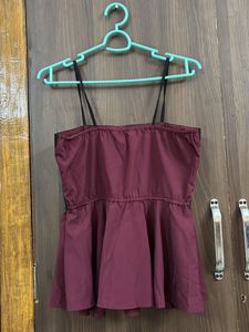 Chic Burgundy Peplum Top