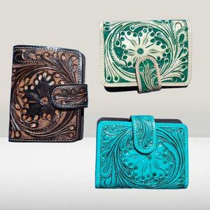 Tooled leather Mini Wallet