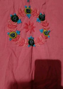 Pastel Pink Embroidery Kurti