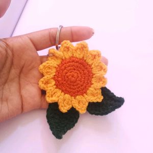 Sunflower Crochet Keychain